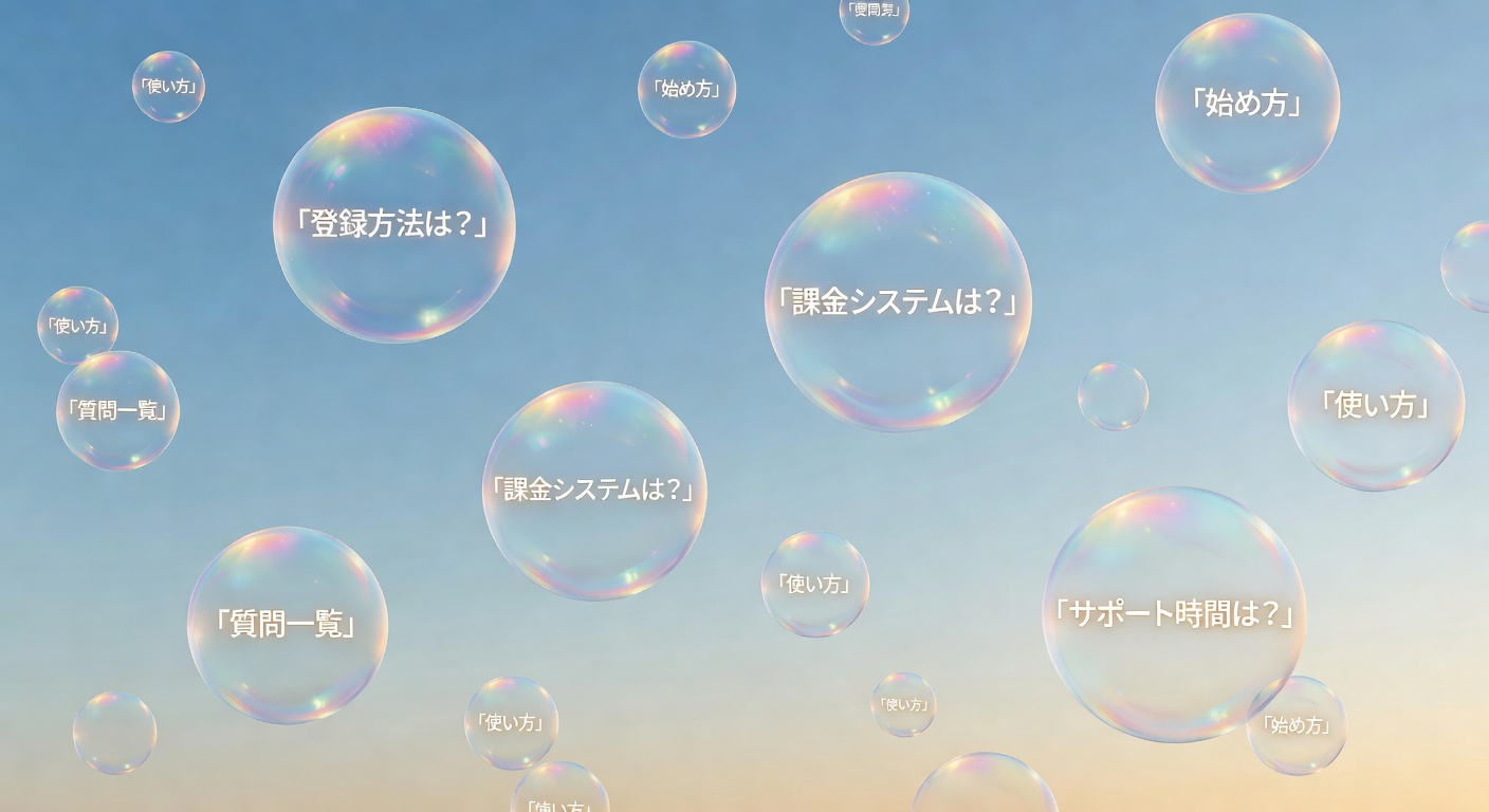 Serene sky with question bubbles in Japanese illustration style